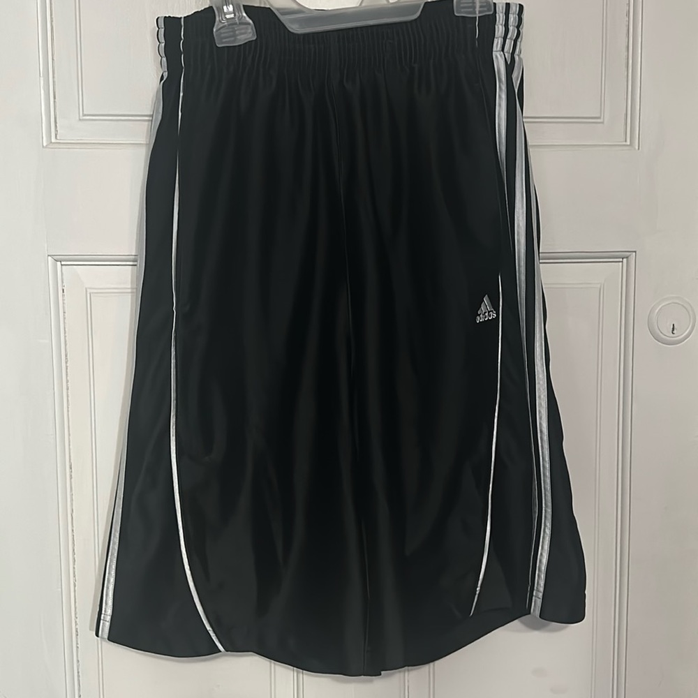 Adidas Mens Shorts Size Medium Black White Stripes Sports Running Activewear